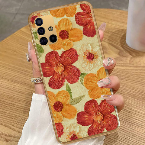 Samsung Galaxy A51 - Floral Series - Design 6 - Red & Orange - HQ Premium Shine Durable Golden Electroplate Case