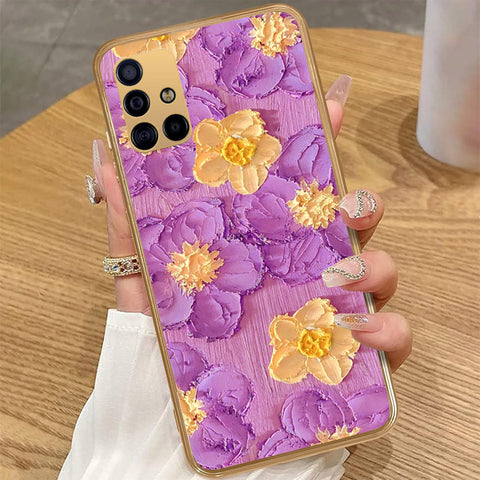 Samsung Galaxy A51 - Floral Series - Design 8 - Purple & Yellow - HQ Premium Shine Durable Golden Electroplate Case