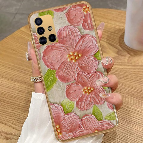 Samsung Galaxy A51 - Floral Series - Design 9 - Pink & Green - HQ Premium Shine Durable Golden Electroplate Case