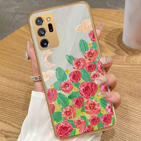 Samsung Galaxy Note 20 Ultra - Floral Series - Design 10 - Red & Green - HQ Premium Shine Durable Golden Electroplate Case