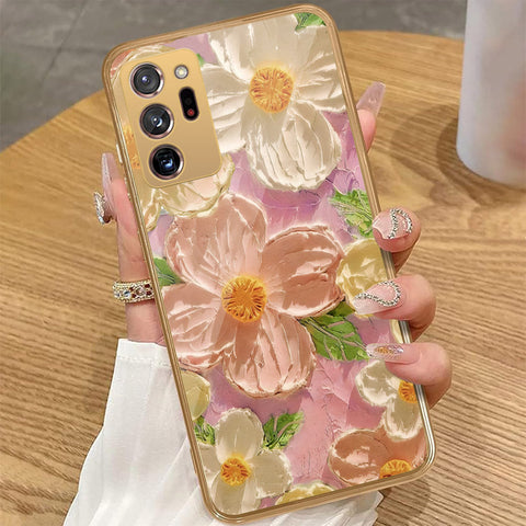 Samsung Galaxy Note 20 Ultra - Floral Series - Design 11 - White & Green - HQ Premium Shine Durable Golden Electroplate Case