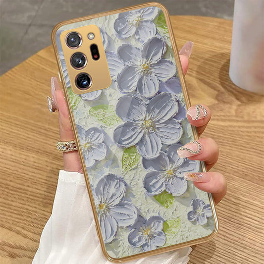 Samsung Galaxy Note 20 Ultra - Floral Series - Design 12 - Grey & Green - HQ Premium Shine Durable Golden Electroplate Case