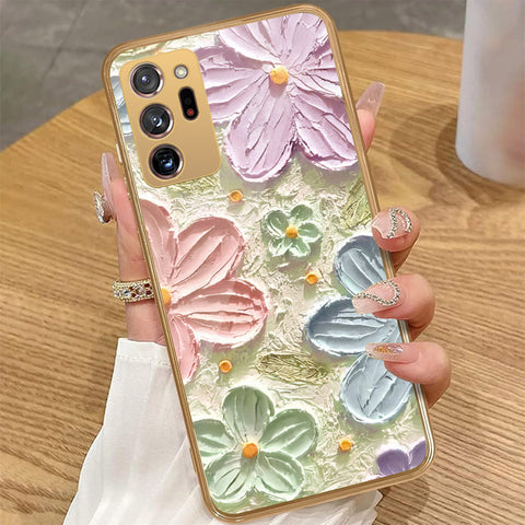 Samsung Galaxy Note 20 Ultra - Floral Series - Design 15 - Blue & Green - HQ Premium Shine Durable Golden Electroplate Case