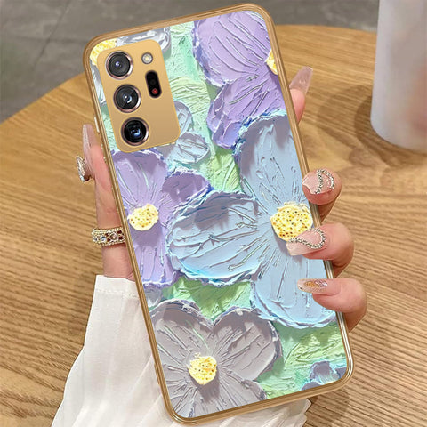 Samsung Galaxy Note 20 Ultra - Floral Series - Design 1 - Purple & Aqua - HQ Premium Shine Durable Golden Electroplate Case