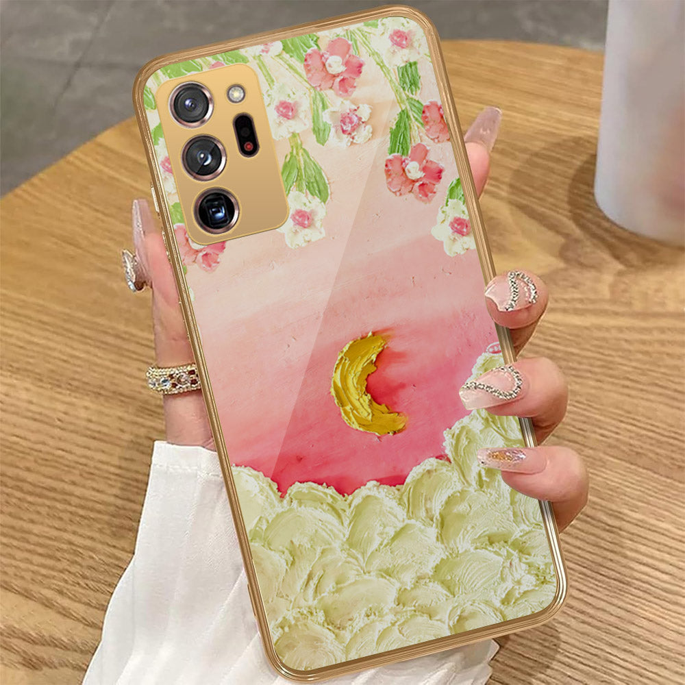 Samsung Galaxy Note 20 Ultra - Floral Series - Design 7 - Pink & Yellow - HQ Premium Shine Durable Golden Electroplate Case
