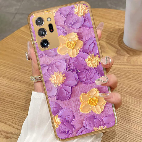 Samsung Galaxy Note 20 Ultra - Floral Series - Design 8 - Purple & Yellow - HQ Premium Shine Durable Golden Electroplate Case