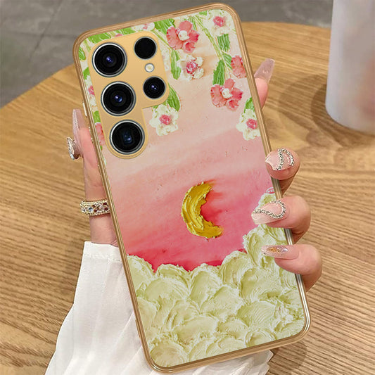 Samsung Galaxy S23 5G - Floral Series - Design 7 - Pink & Yellow - HQ Premium Shine Durable Golden Electroplate Case