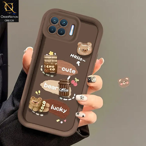Oppo Reno4 Lite Cover - Brown - Trendy 3D Cute Cartoon And Coffee Chocolate Soft Silicon Shockproof Case With Camera Protection