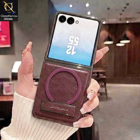 Samsung Galaxy Z Flip 7 Cover -Purple - JINDUKA - New High Grade Quality Leather Textured Case with Magnetic and Kickstand
