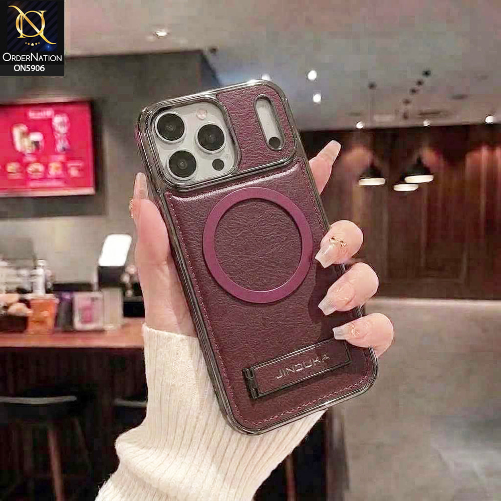 iPhone 17 Pro Max Cover - Purple - JINDUKA - New High Grade Quality Leather Textured Case with Magnetic and Kickstand