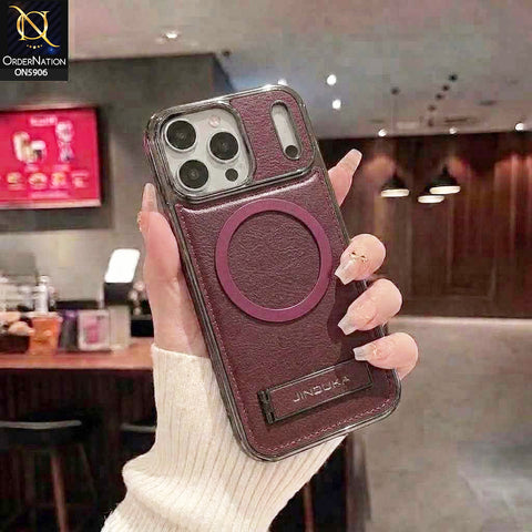 iPhone 17 Pro Max Cover - Purple - JINDUKA - New High Grade Quality Leather Textured Case with Magnetic and Kickstand