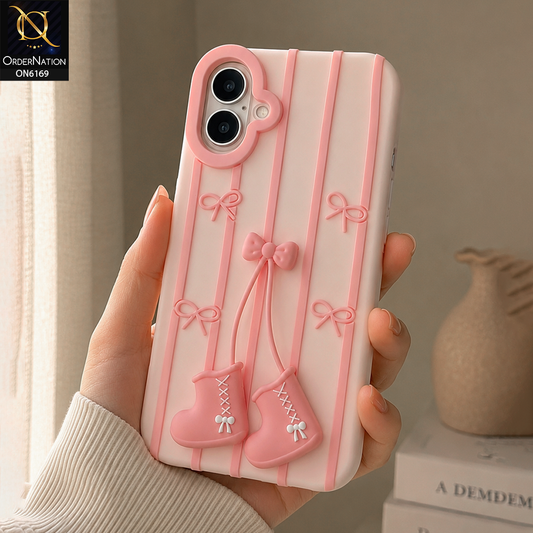 iPhone 17 Cover - Pink - New Soft Silicon 3D Cartoon Silicone Phone Case with Hanging Charm
