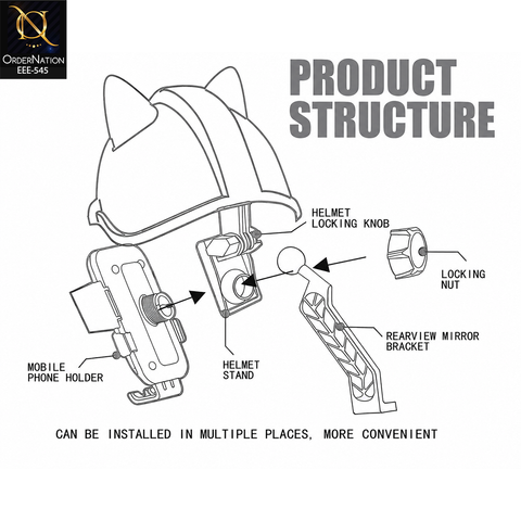 Motorcycle Bike Mobile Holder Cat Helmet Design 360° Rotation Phone Stand Model S5081-05