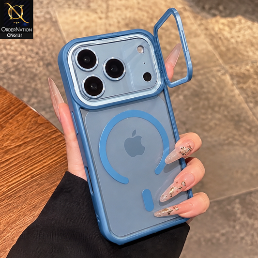 iPhone 18 Pro Max Cover - Sky Blue - Premium Magnetic Transparent Phone Case with Built-in Camera Lens Protector