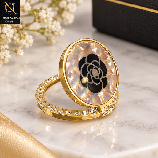 Elegant Gold Floral Ring Holder | Crystal Stone Jewelry Display