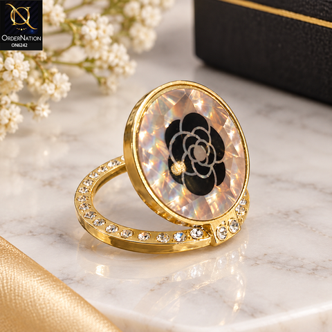 Elegant Gold Floral Ring Holder | Crystal Stone Jewelry Display