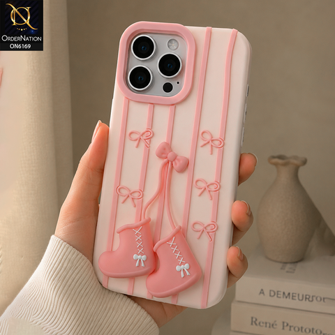 iPhone 15 Pro Max Cover - Pink - New Soft Silicon 3D Cartoon Silicone Phone Case with Hanging Charm