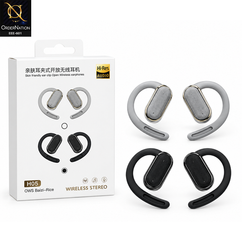 H05 OWS Open-Ear Clip Wireless Earbuds with Hi-Res Audio, Digital Battery Display & Charging Case