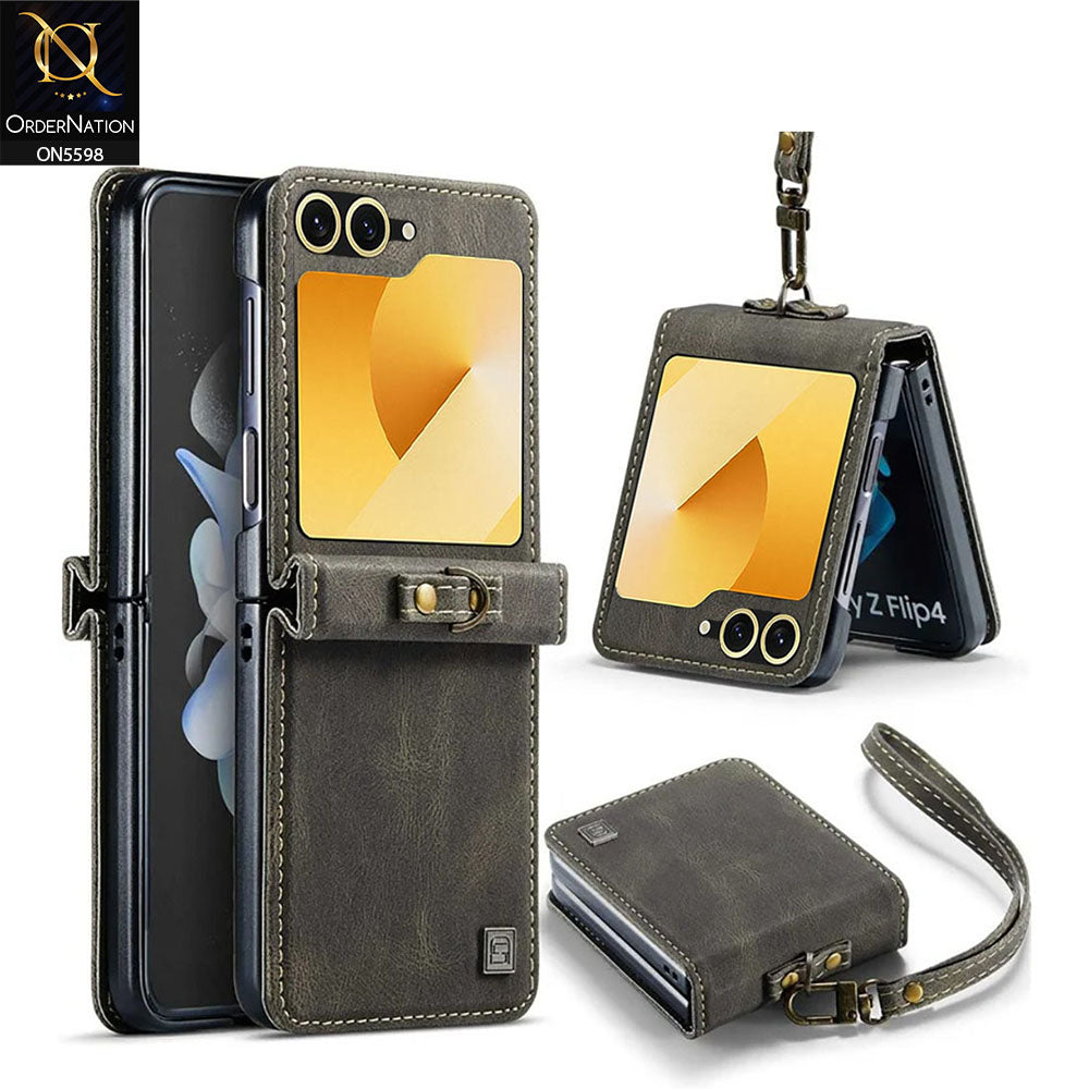 Samsung Galaxy Z Flip 6 Cover - Brown -  AutSpace Soft Slim Folio Flip PU Leather RFID Blocking Wallet Case with 2 Cards Slot