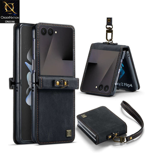 Samsung Galaxy Z Flip 7 Cover - Black -  AutSpace Soft Slim Folio Flip PU Leather RFID Blocking Wallet Case with 2 Cards Slot