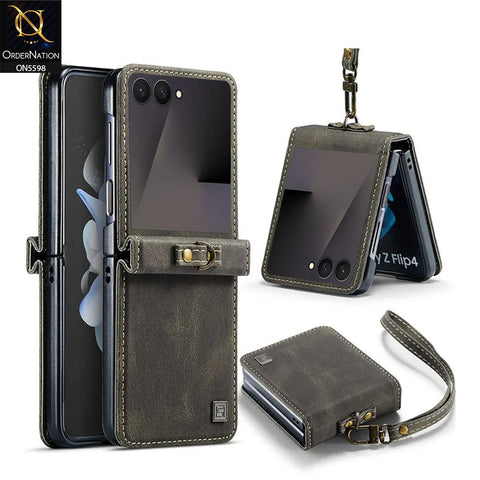 Samsung Galaxy Z Flip 7 Cover - Brown -  AutSpace Soft Slim Folio Flip PU Leather RFID Blocking Wallet Case with 2 Cards Slot