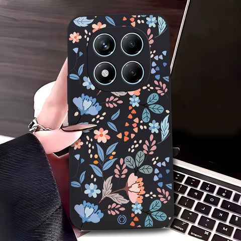 Xiaomi Redmi Note 14 Pro 4G Cover - Black - D1 - ONation Floral Series - HQ Liquid Silicone Soft Case