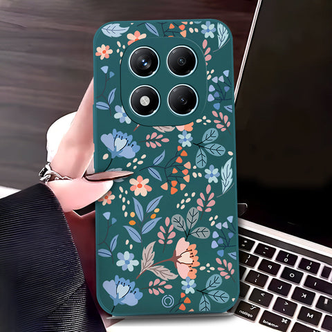 Xiaomi Redmi Note 14 Pro 4G Cover - Dark Green - D1 - ONation Floral Series - HQ Liquid Silicone Soft Case