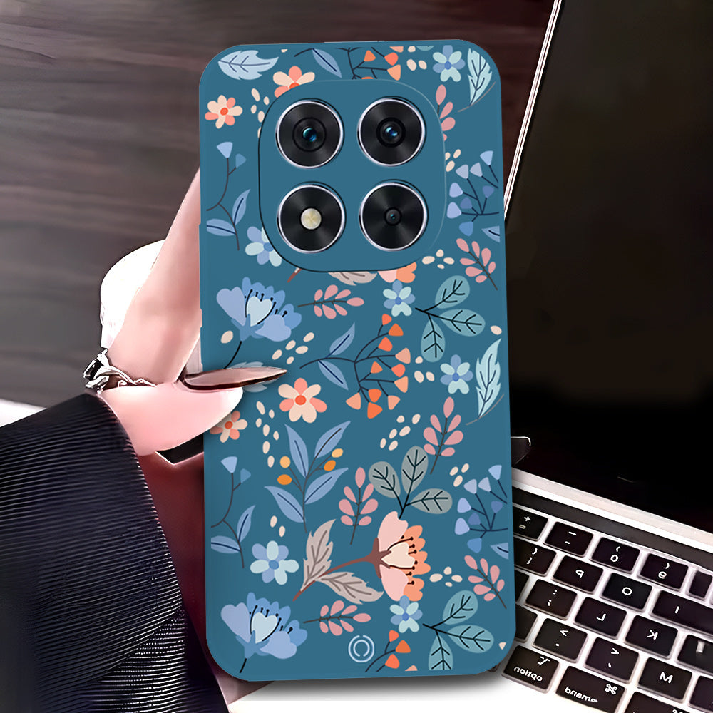 Xiaomi Redmi Note 14 Pro Plus 5G Cover - Blue - D1 - ONation Floral Series - HQ Liquid Silicone Soft Case
