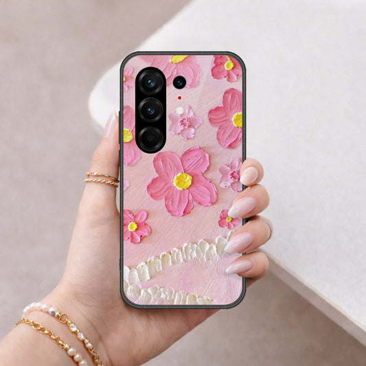 Tecno Camon 50 Ultra Cover - Floral Series - Design 2 - Pink - HQ Ultra Shine Premium Infinity Glass Soft Silicon Borders Case