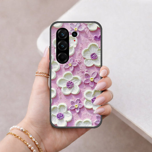 Tecno Camon 50 Ultra Cover - Floral Series - Design 4 - Purple & White - HQ Ultra Shine Premium Infinity Glass Soft Silicon Borders Case