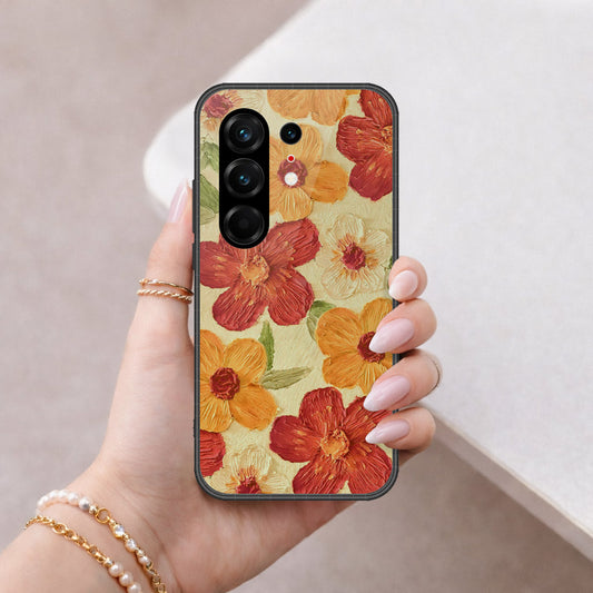 Tecno Camon 50 Ultra Cover - Floral Series - Design 6 - Red & Orange - HQ Ultra Shine Premium Infinity Glass Soft Silicon Borders Case