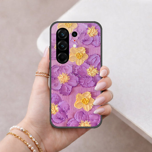 Tecno Camon 50 Ultra Cover - Floral Series - Design 8 - Purple & Yellow - HQ Ultra Shine Premium Infinity Glass Soft Silicon Borders Case