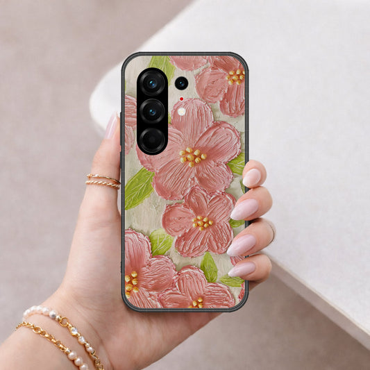 Tecno Camon 50 Ultra Cover - Floral Series - Design 9 - Pink & Green - HQ Ultra Shine Premium Infinity Glass Soft Silicon Borders Case