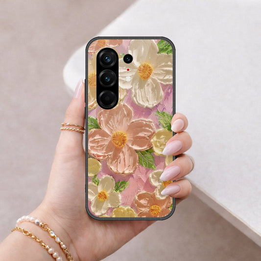 Tecno Camon 50 Ultra Cover - Floral Series - Design 11 - White & Green - HQ Ultra Shine Premium Infinity Glass Soft Silicon Borders Case
