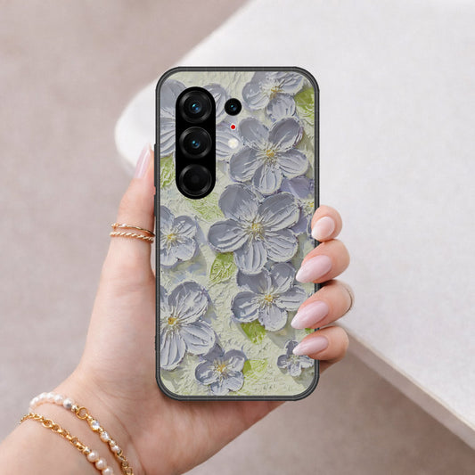 Tecno Camon 50 Ultra Cover - Floral Series - Design 12 - Grey & Green - HQ Ultra Shine Premium Infinity Glass Soft Silicon Borders Case