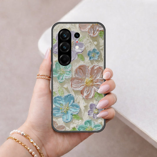 Tecno Camon 50 Ultra Cover - Floral Series - Design 14 - Blue & Purple - HQ Ultra Shine Premium Infinity Glass Soft Silicon Borders Case