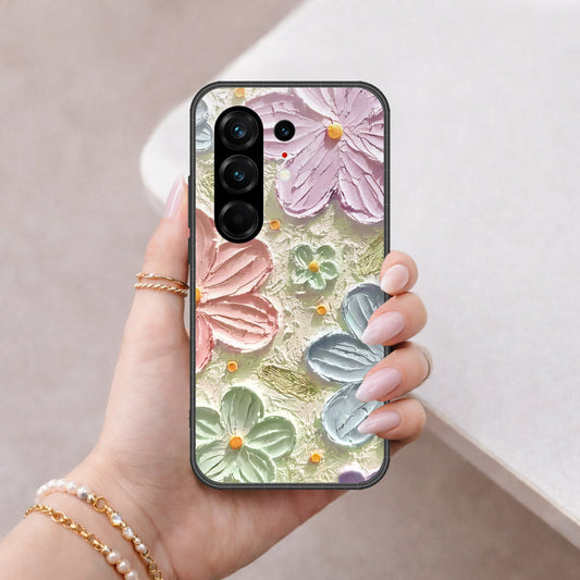 Tecno Camon 50 Ultra Cover - Floral Series - Design 15 - Blue & Green - HQ Ultra Shine Premium Infinity Glass Soft Silicon Borders Case