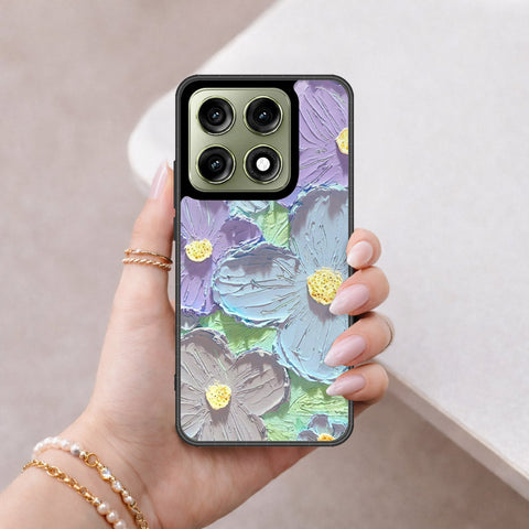 Motorola Edge 70 Pro Plus Cover - Floral Series - Design 1 - Purple & Aqua - HQ Ultra Shine Premium Infinity Glass Soft Silicon Borders Case