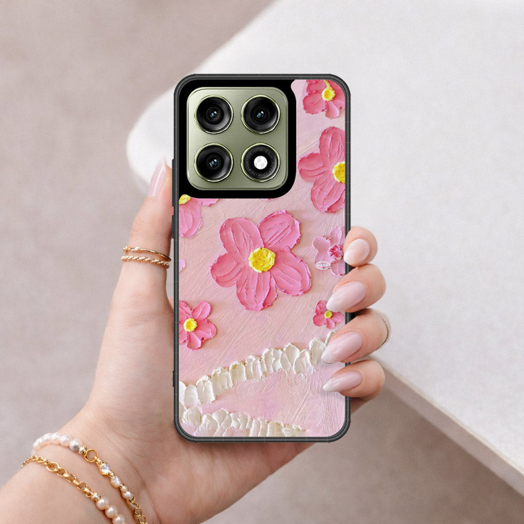 Motorola Edge 70 Pro Plus Cover - Floral Series - Design 2 - Pink - HQ Ultra Shine Premium Infinity Glass Soft Silicon Borders Case