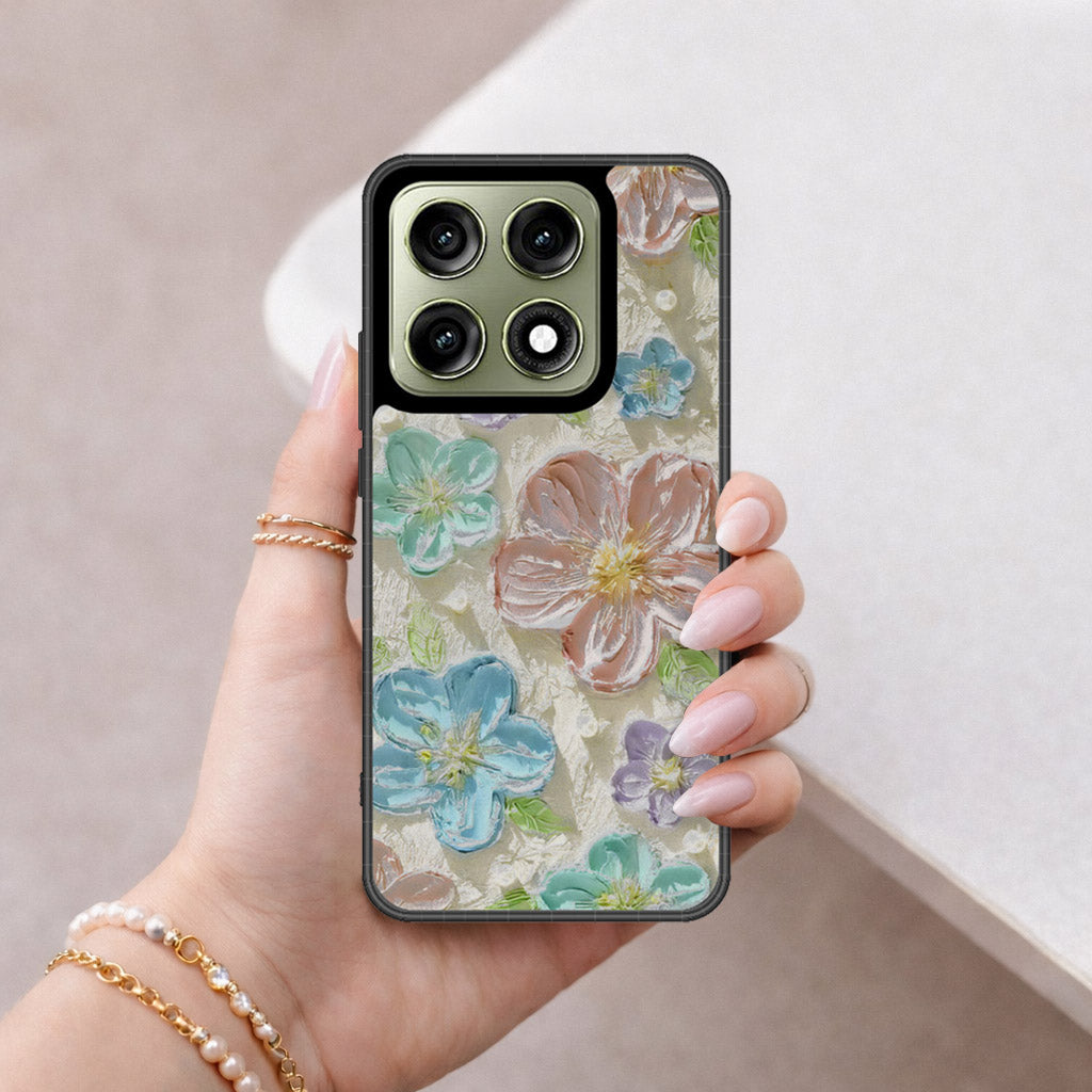 Motorola Edge 70 Pro Cover - Floral Series - Design 14 - Blue & Purple - HQ Ultra Shine Premium Infinity Glass Soft Silicon Borders Case