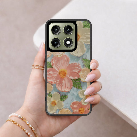 Motorola Edge 70 Pro Cover - Floral Series - Design 16 - Cyan & Pink - HQ Ultra Shine Premium Infinity Glass Soft Silicon Borders Case