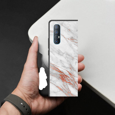Oppo Reno 3 Pro 5G Cover - White Marble Series - HQ Premium Shine Durable Shatterproof Case