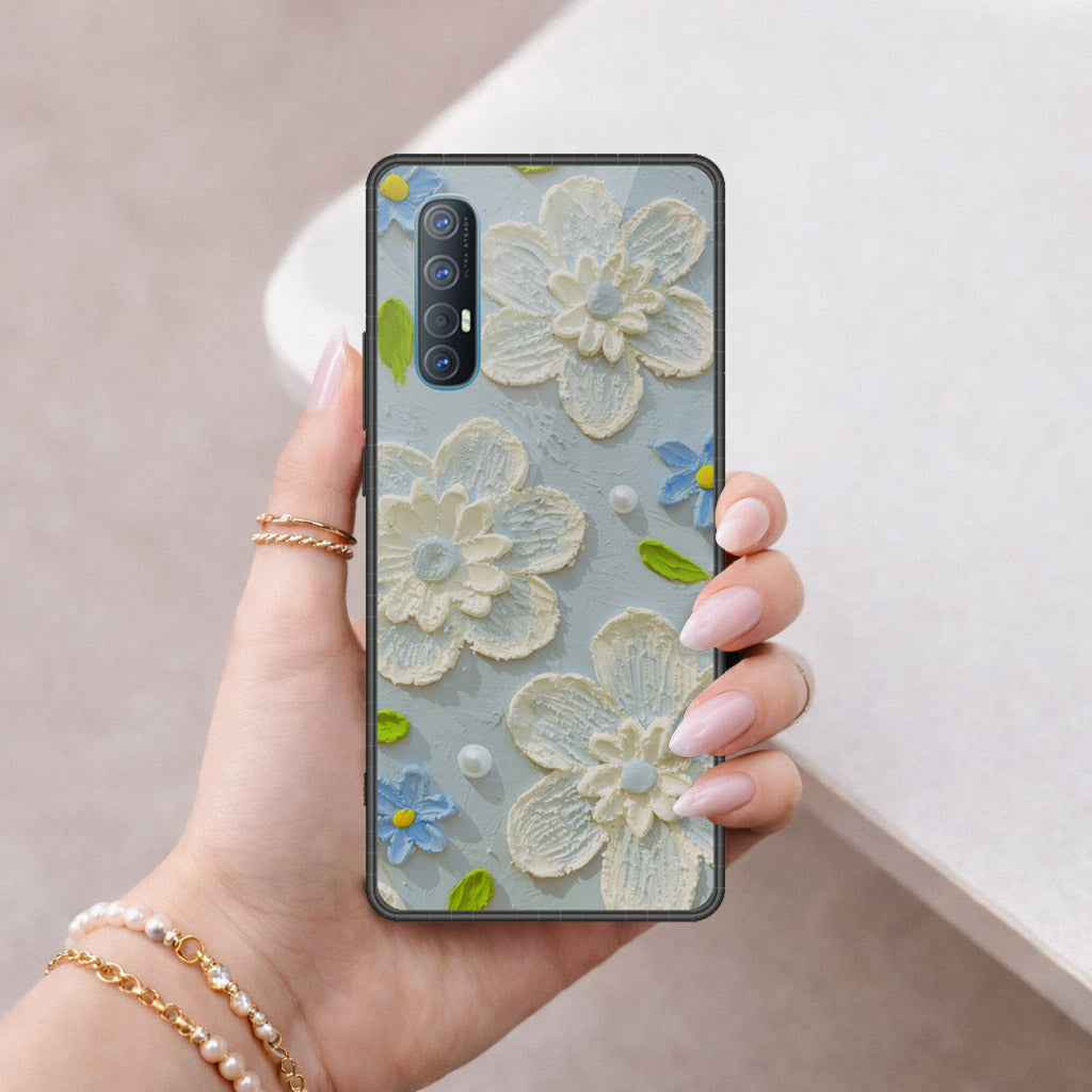 Oppo Find X2 Neo Cover - Floral Series - Design 3 - Sky Blue - HQ Premium Shine Durable Shatterproof Case