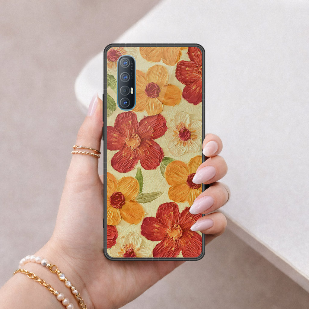 Oppo Reno 3 Pro 5G Cover - Floral Series - Design 6 - Red & Orange - HQ Premium Shine Durable Shatterproof Case