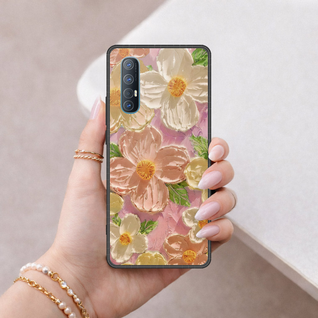 Oppo Reno 3 Pro 5G Cover - Floral Series - Design 11 - White & Green - HQ Premium Shine Durable Shatterproof Case