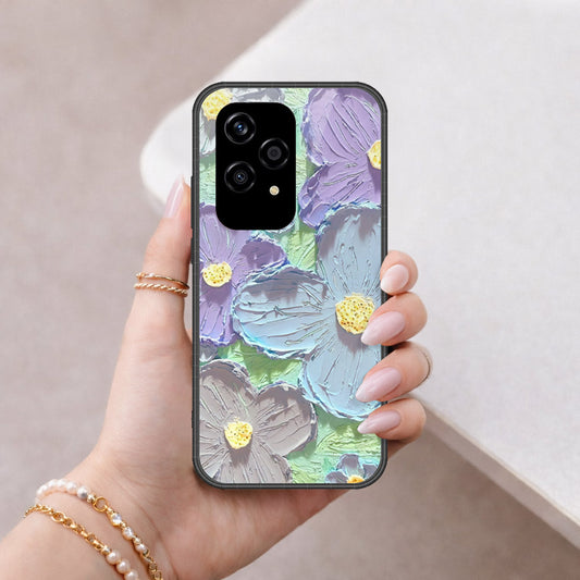 Honor 200 Lite Cover - Floral Series - Design 1 - Purple & Aqua - HQ Premium Shine Durable Shatterproof Case