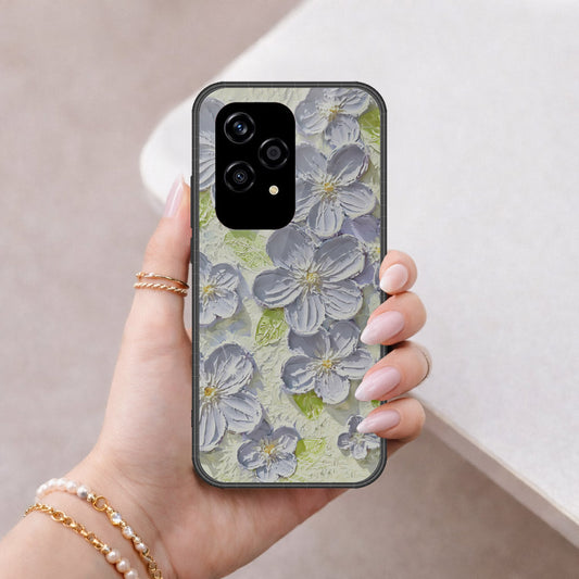 Honor 200 Lite Cover - Floral Series - Design 12 - Grey & Green - HQ Premium Shine Durable Shatterproof Case
