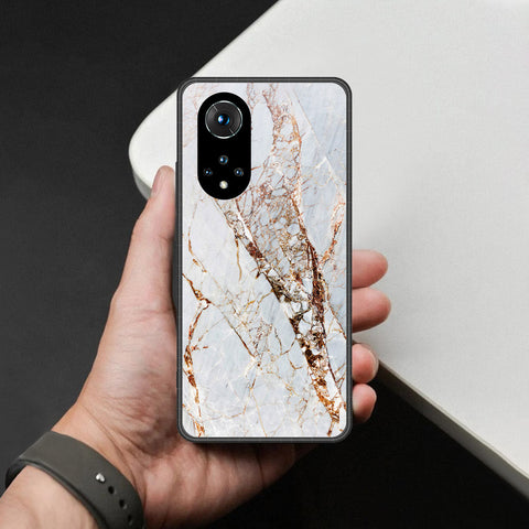 Honor 50 Cover - White Marble Series - HQ Ultra Shine Premium Infinity Glass Soft Silicon Borders Case