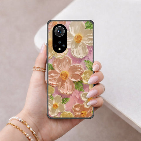 Huawei Nova 9 Cover - Floral Series - Design 11 - White & Green - HQ Ultra Shine Premium Infinity Glass Soft Silicon Borders Case