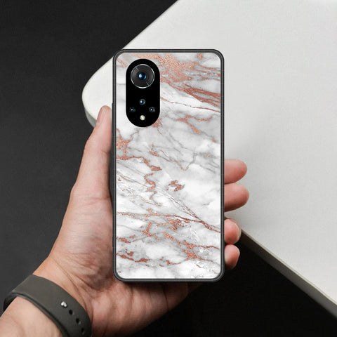 Honor 50 Cover - White Marble Series 2 - HQ Ultra Shine Premium Infinity Glass Soft Silicon Borders Case
